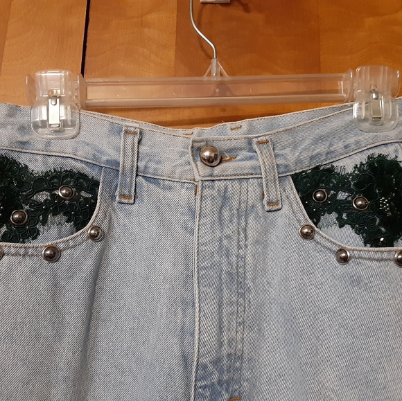 VTG 90’s CACHE amazing fit Lightwash Sequin mom 4 6 - Picture 5 of 15